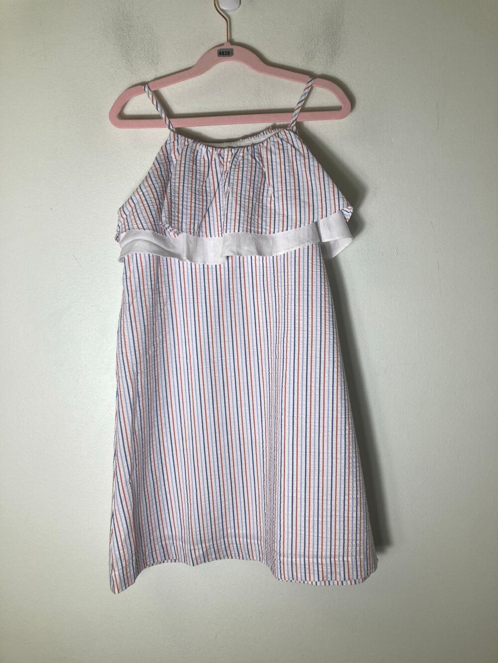Girls Bella Bliss Red White & Blue Seersucker Sundress Sz 8